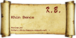 Khin Bence névjegykártya
